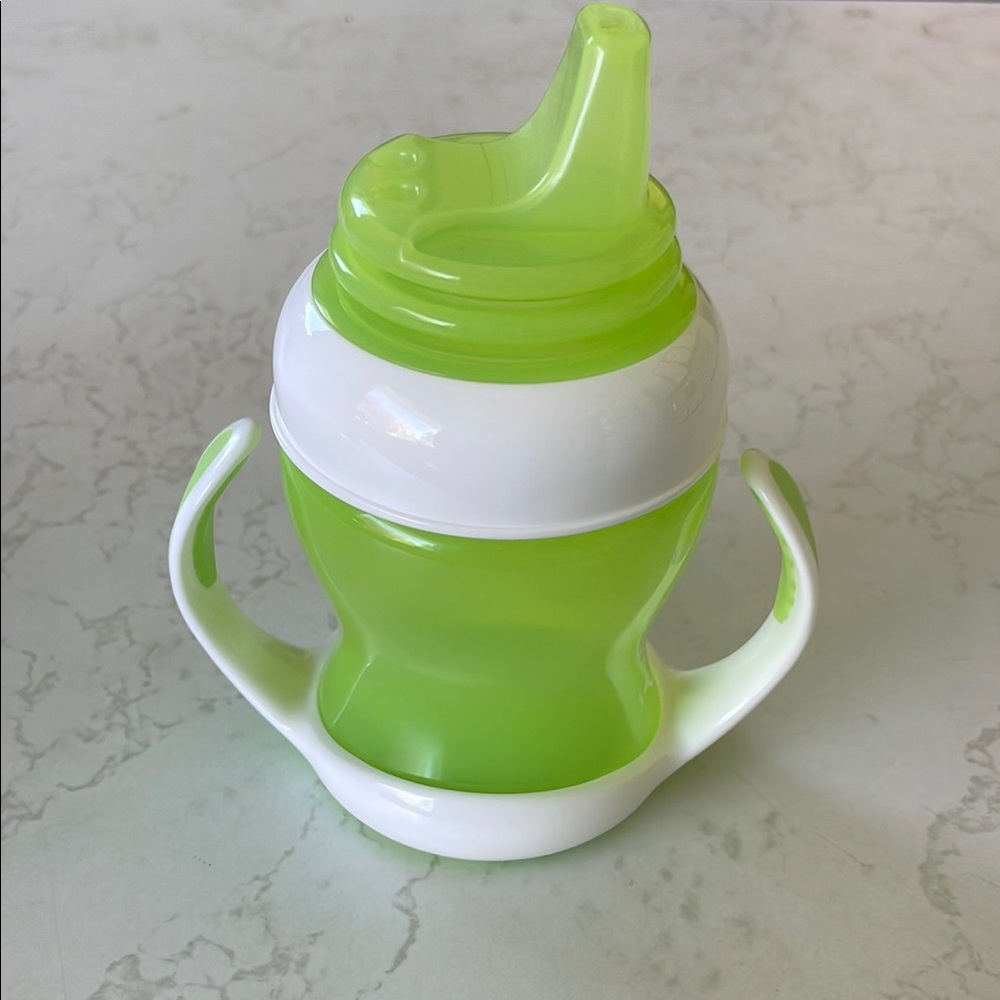 Green and White Sippy Cup